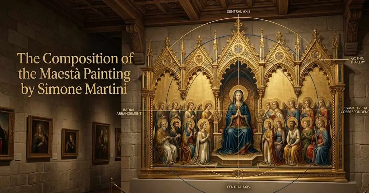 the composition of the maestÃ painting by simone martini shows